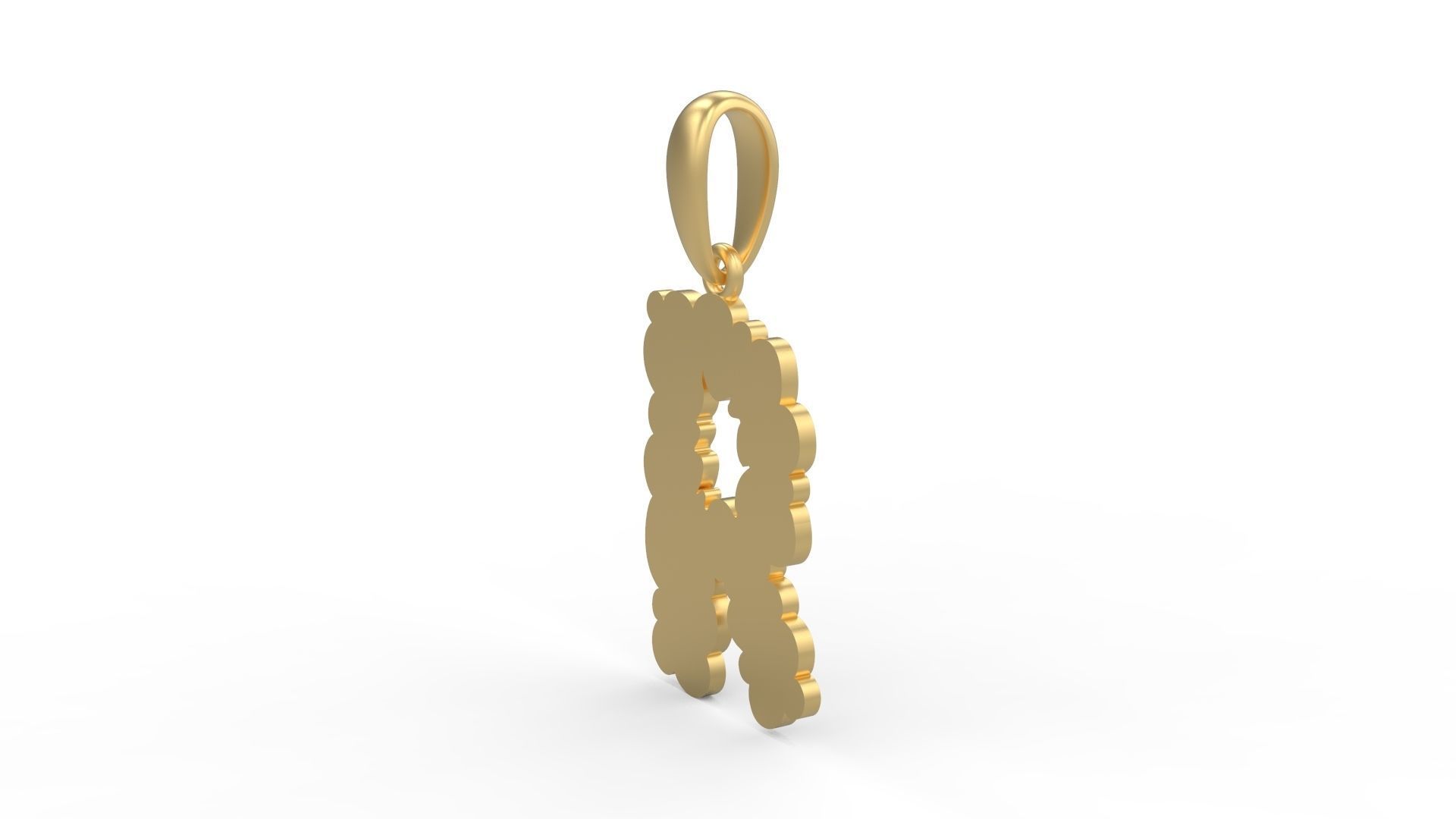 Initial Letters Pendant Cotton Cloud R 3D print model_1