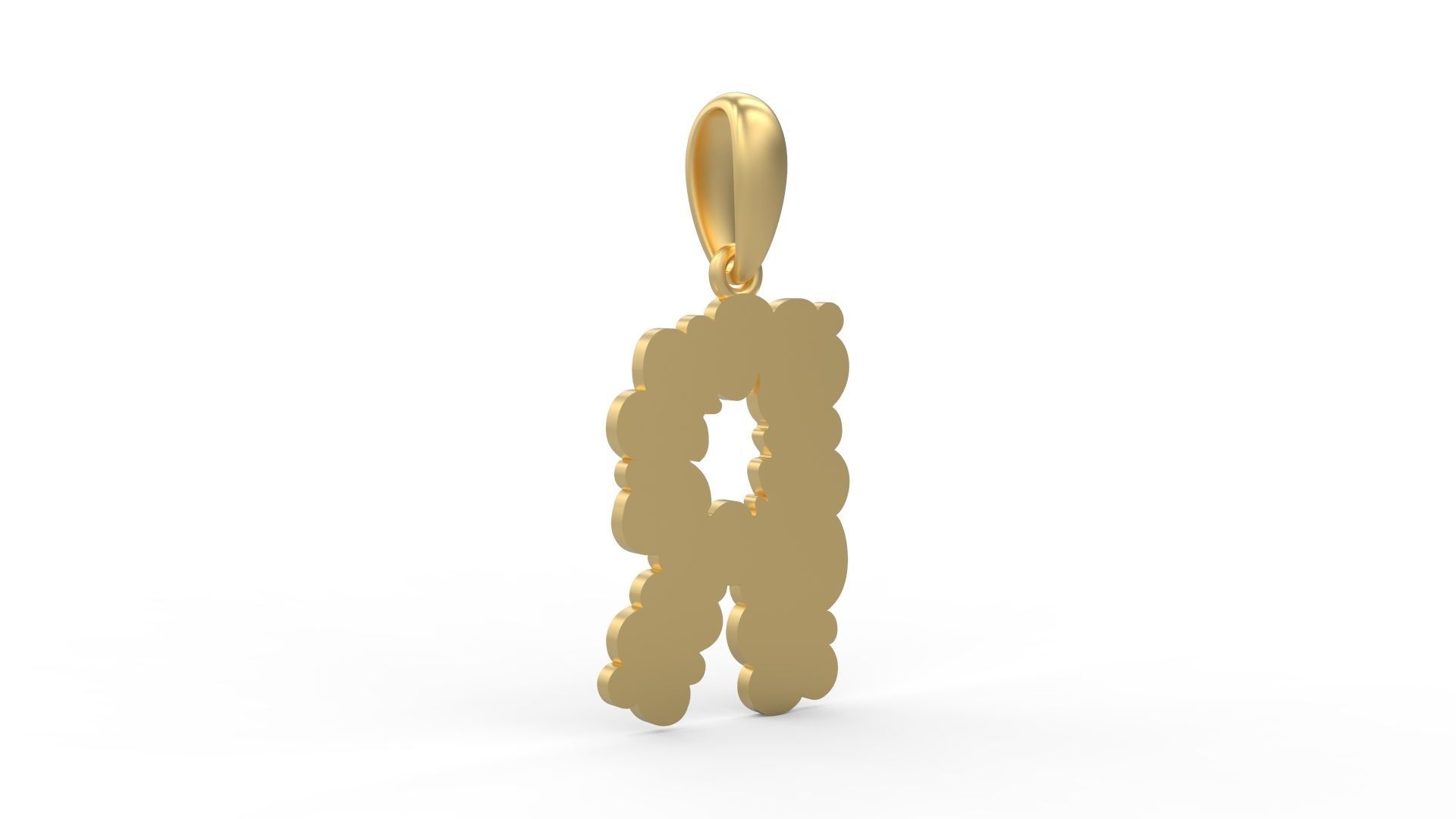 Initial Letters Pendant Cotton Cloud R 3D print model_3