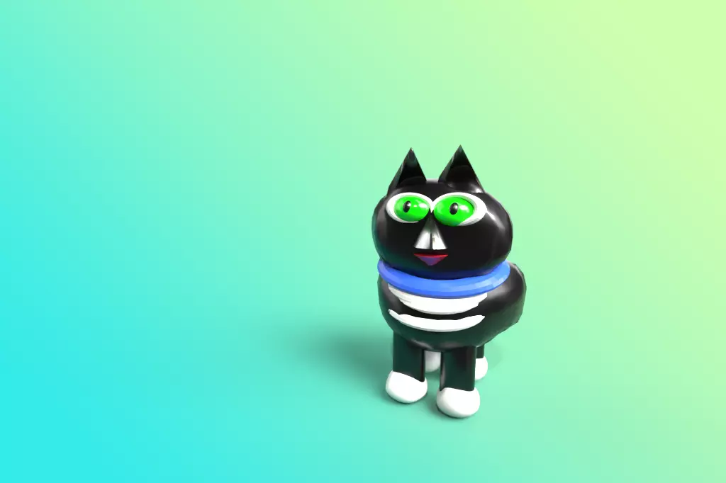 Black and white cat 3D print model