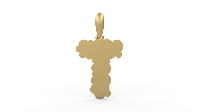 Initial Letters Pendant Cotton Cloud T 3D print model