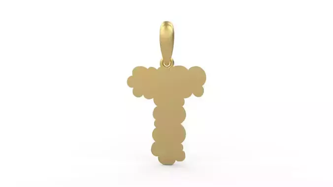 Initial Letters Pendant Cotton Cloud T 3D print model
