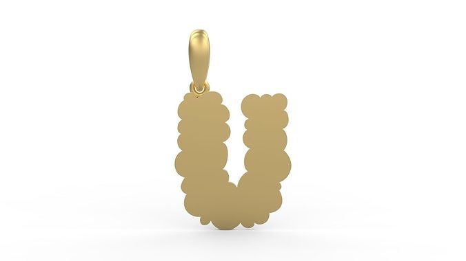 Initial Letters Pendant Cotton Cloud U 3D print model