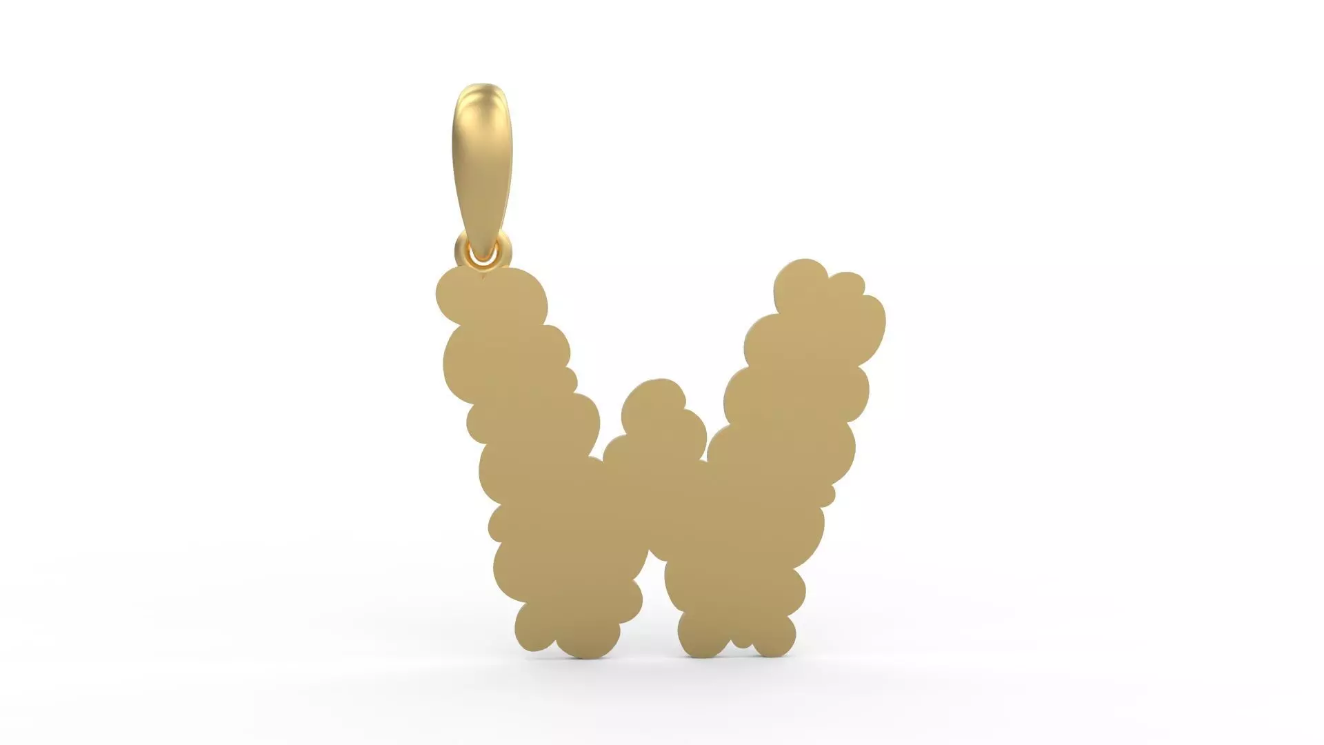 Initial Letters Pendant Cotton Cloud W 3D print model_0