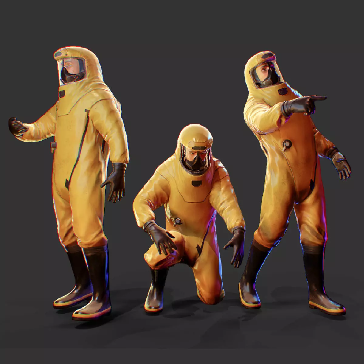 Game-ready Biohazard suit Low-poly 3D model_0