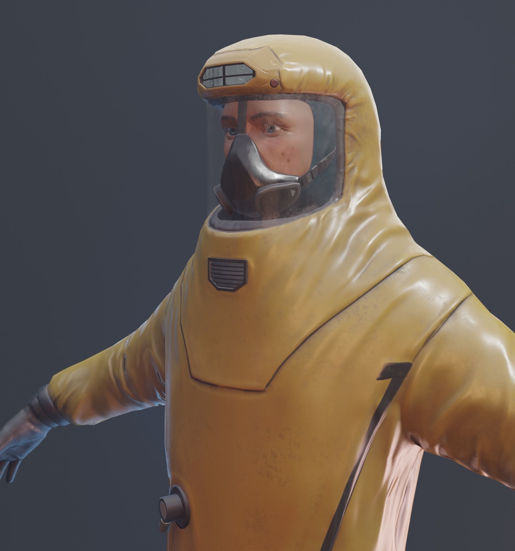 Game-ready Biohazard suit Low-poly 3D model_6