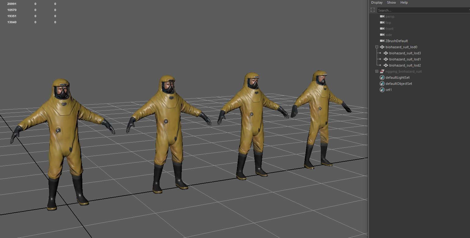 Game-ready Biohazard suit Low-poly 3D model_12