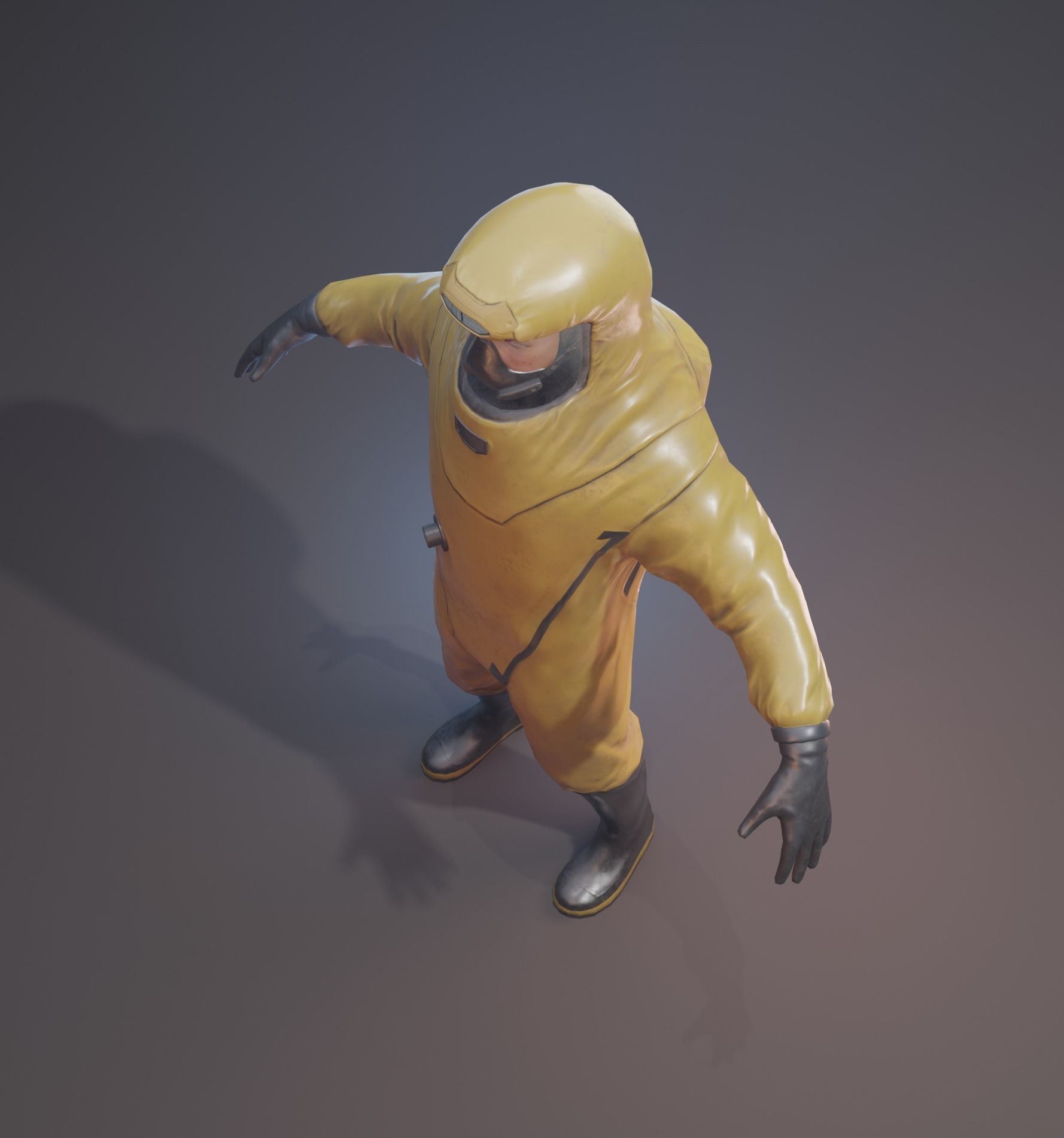 Game-ready Biohazard suit Low-poly 3D model_7