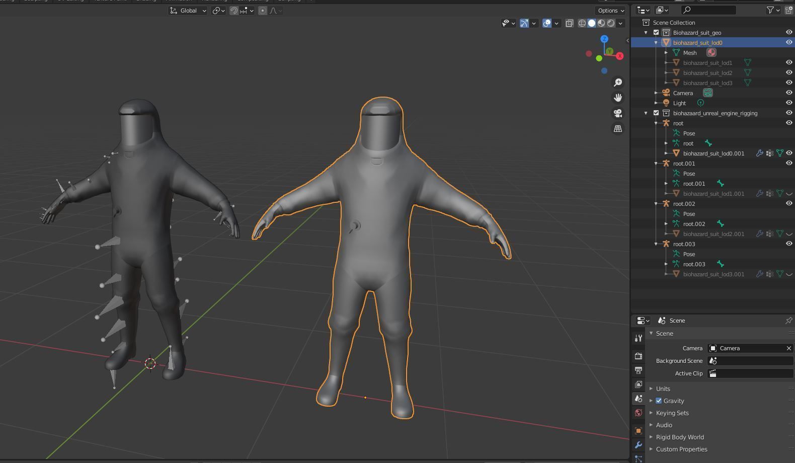Game-ready Biohazard suit Low-poly 3D model_11