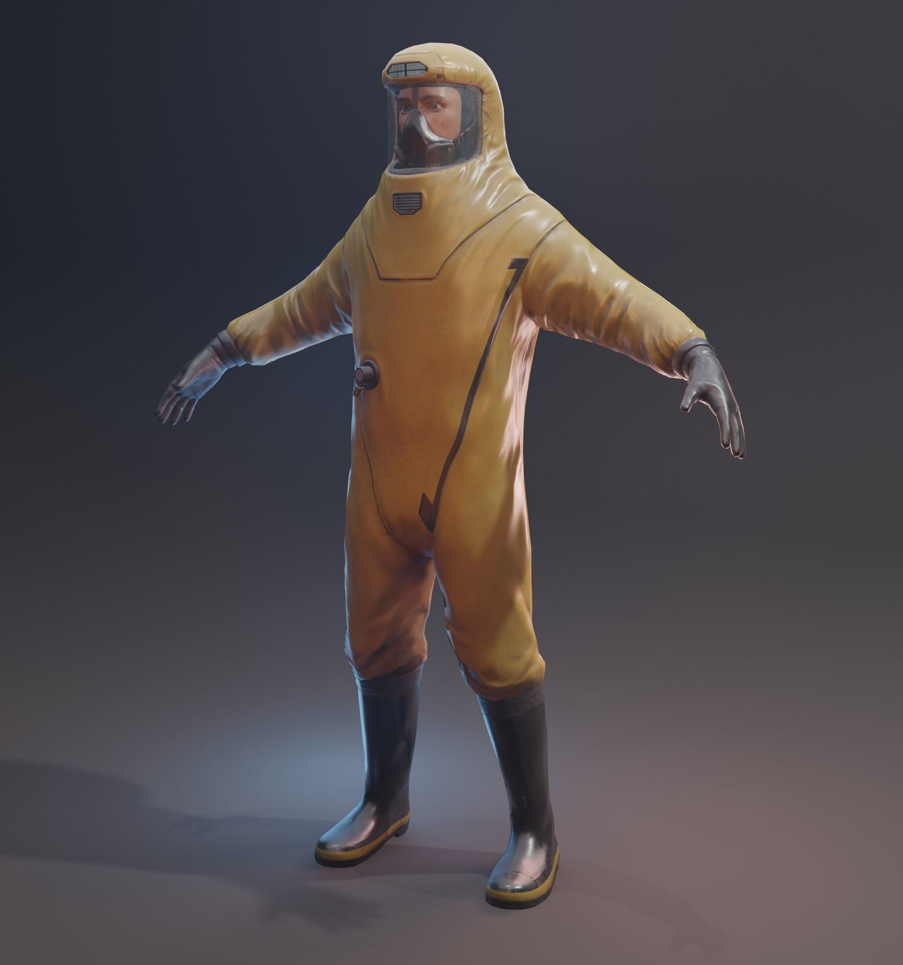 Game-ready Biohazard suit Low-poly 3D model_3