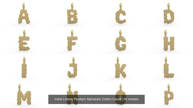 Initial Letters Pendant Alphabets Cotton Cloud 3D Model Collection