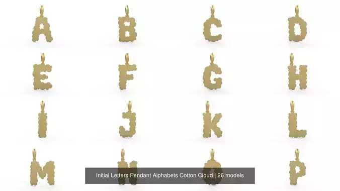 Initial Letters Pendant Alphabets Cotton Cloud 3D Model Collection