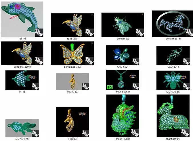 22 Animal Pendant Necklace 3dm collection