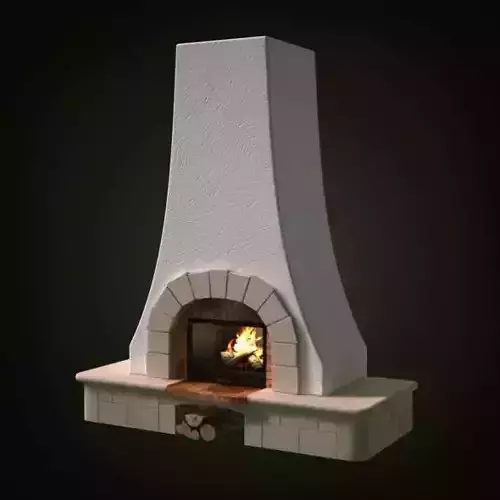 Tall Stone Fireplace
