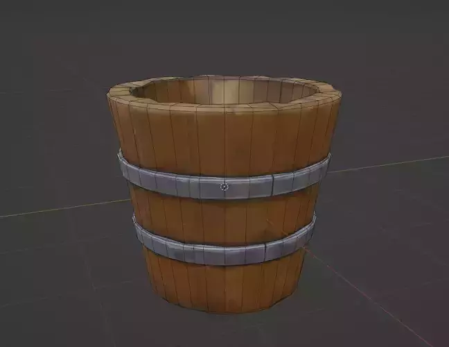 Pail bucket wooden Low-poly 3D model