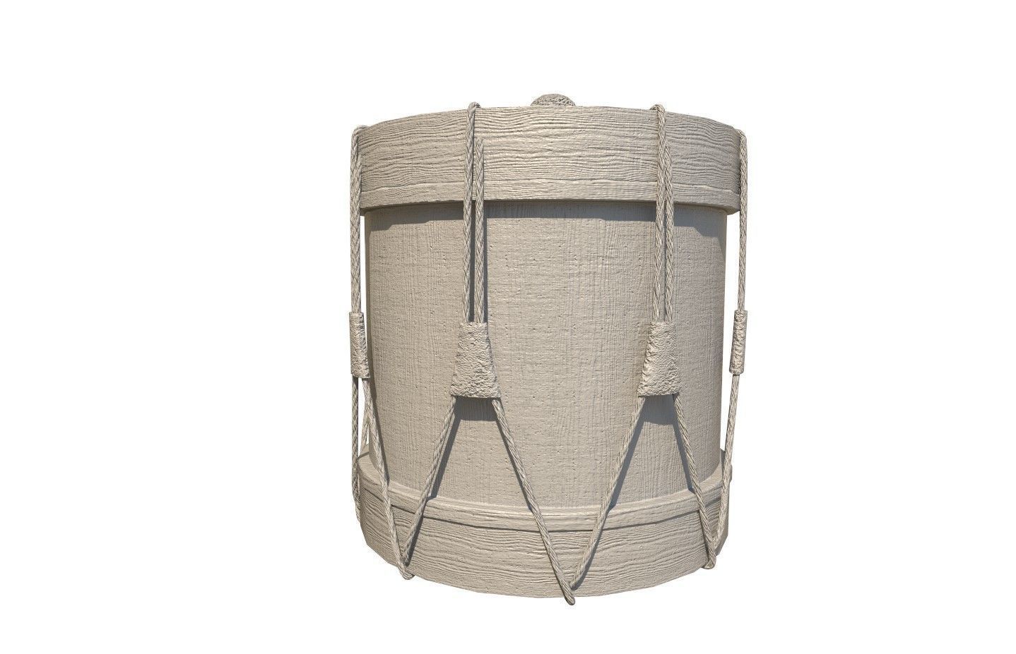 Historic war drum and signal horn Low-poly 3D model_40