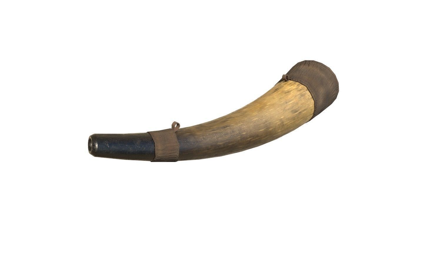 Historic war drum and signal horn Low-poly 3D model_16