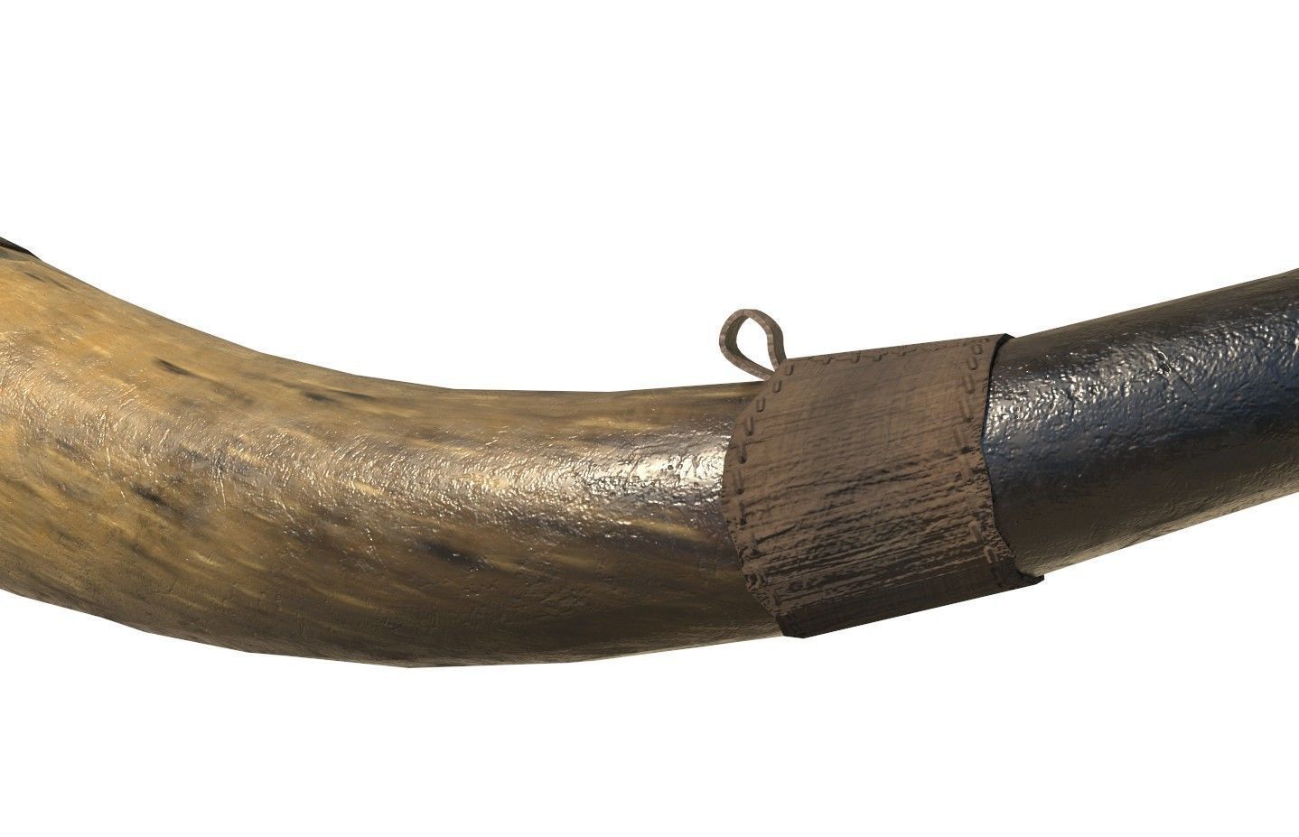 Historic war drum and signal horn Low-poly 3D model_12