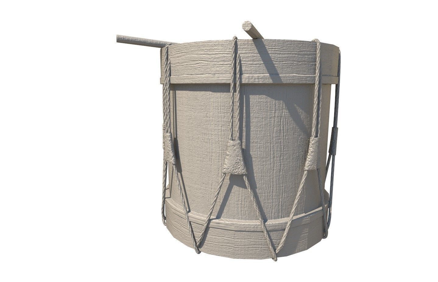 Historic war drum and signal horn Low-poly 3D model_38