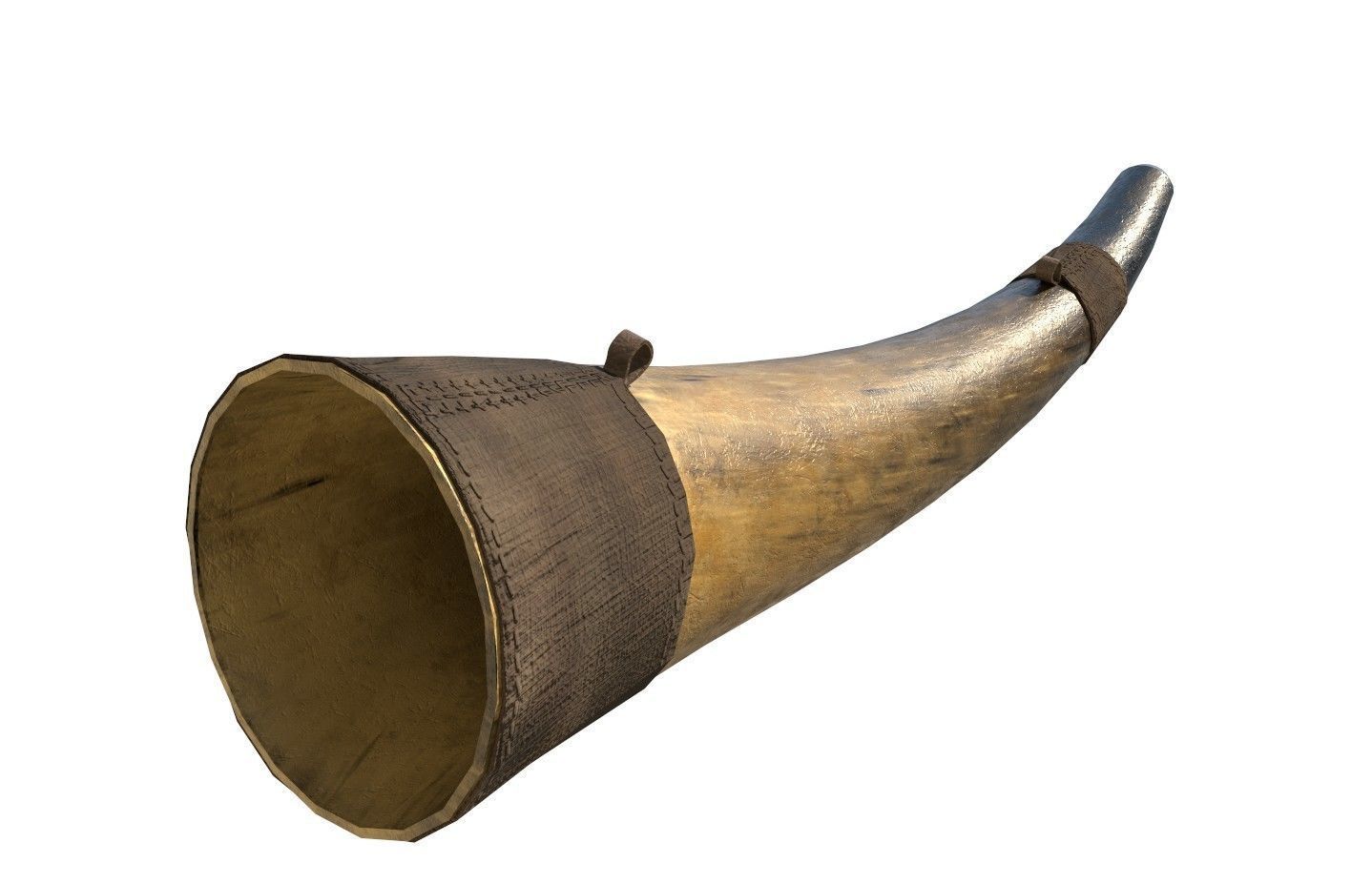 Historic war drum and signal horn Low-poly 3D model_10