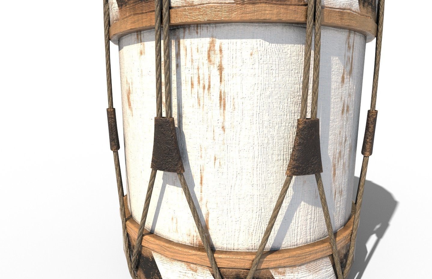 Historic war drum and signal horn Low-poly 3D model_34