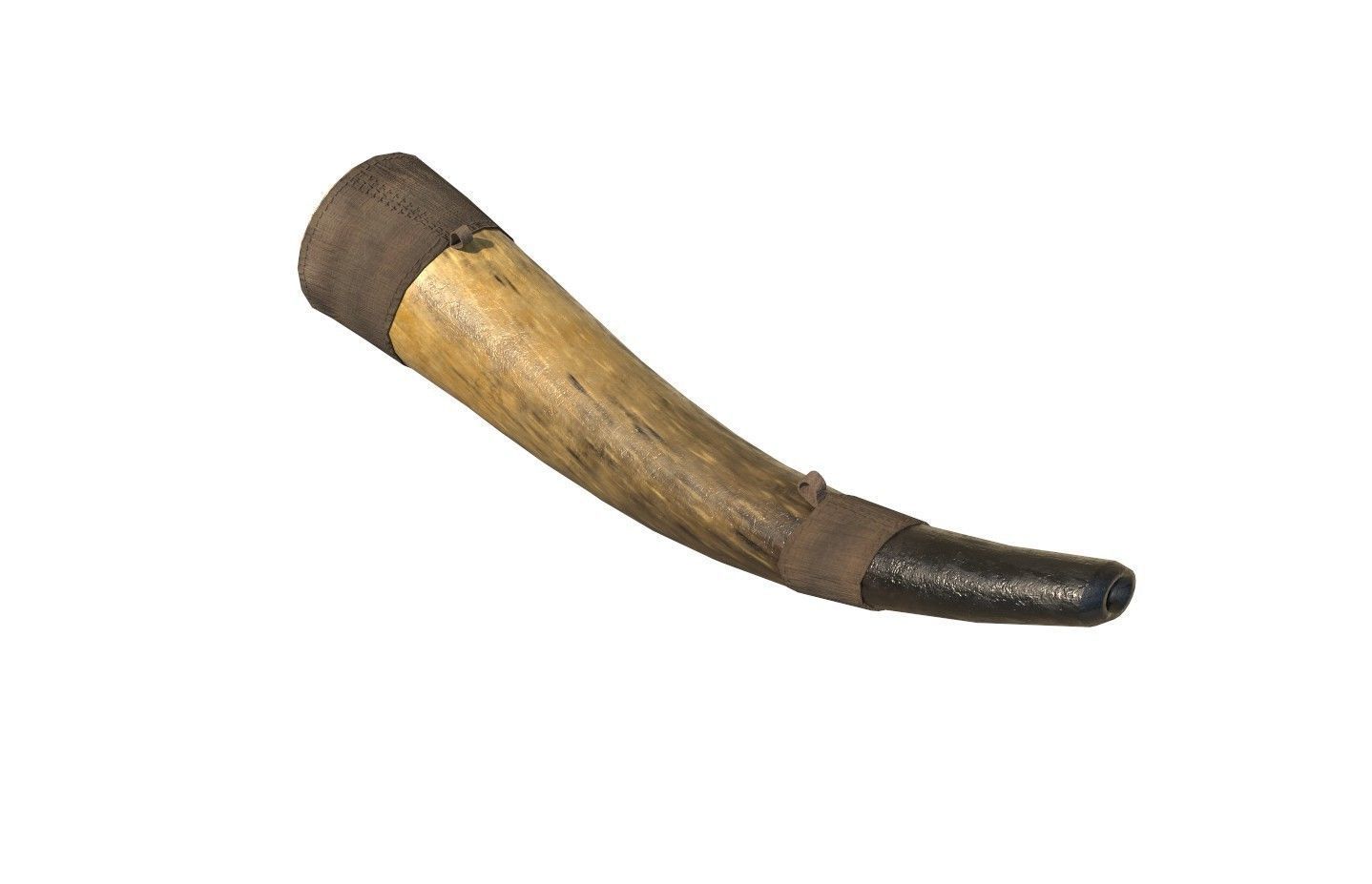 Historic war drum and signal horn Low-poly 3D model_14