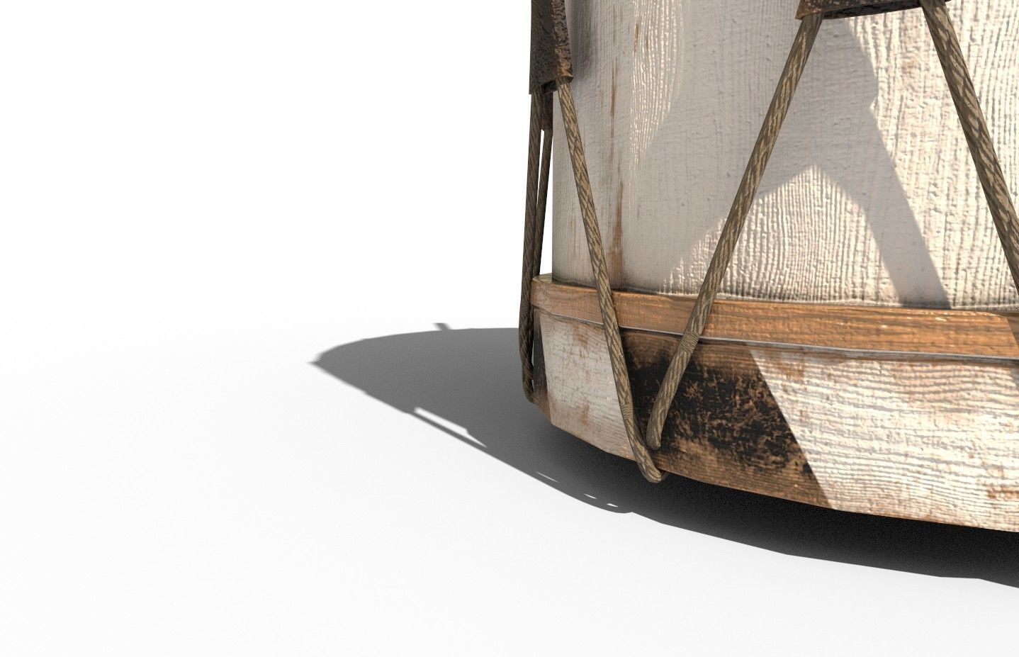 Historic war drum and signal horn Low-poly 3D model_35