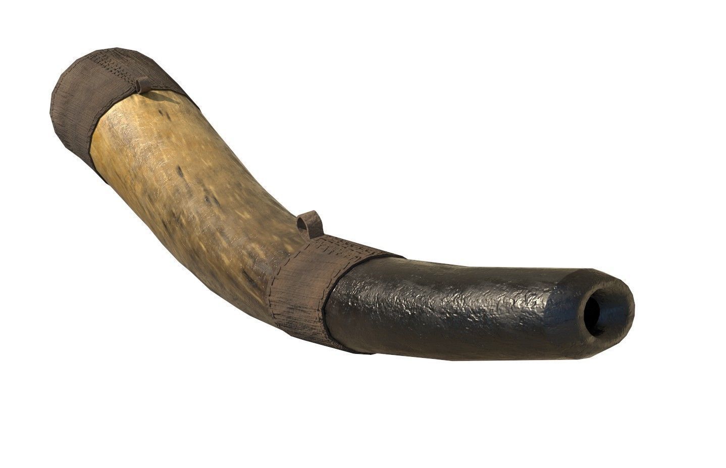 Historic war drum and signal horn Low-poly 3D model_11