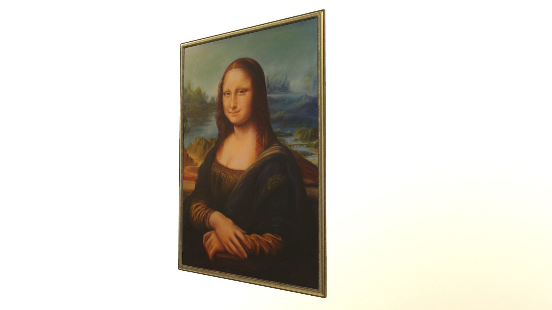 mona-lisa-painting painting of mona lisa Low-poly 3D model_2