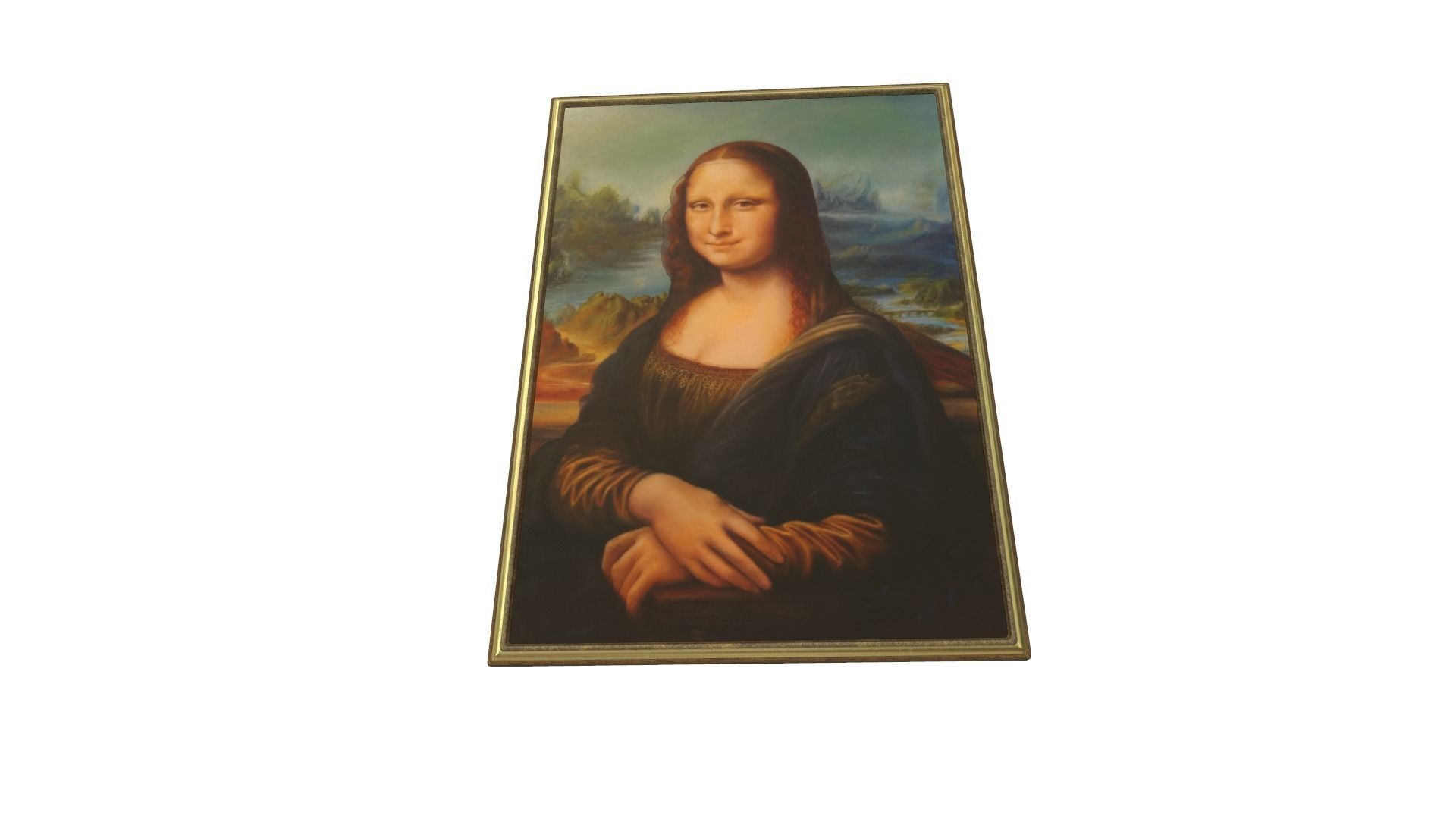 mona-lisa-painting painting of mona lisa Low-poly 3D model_3