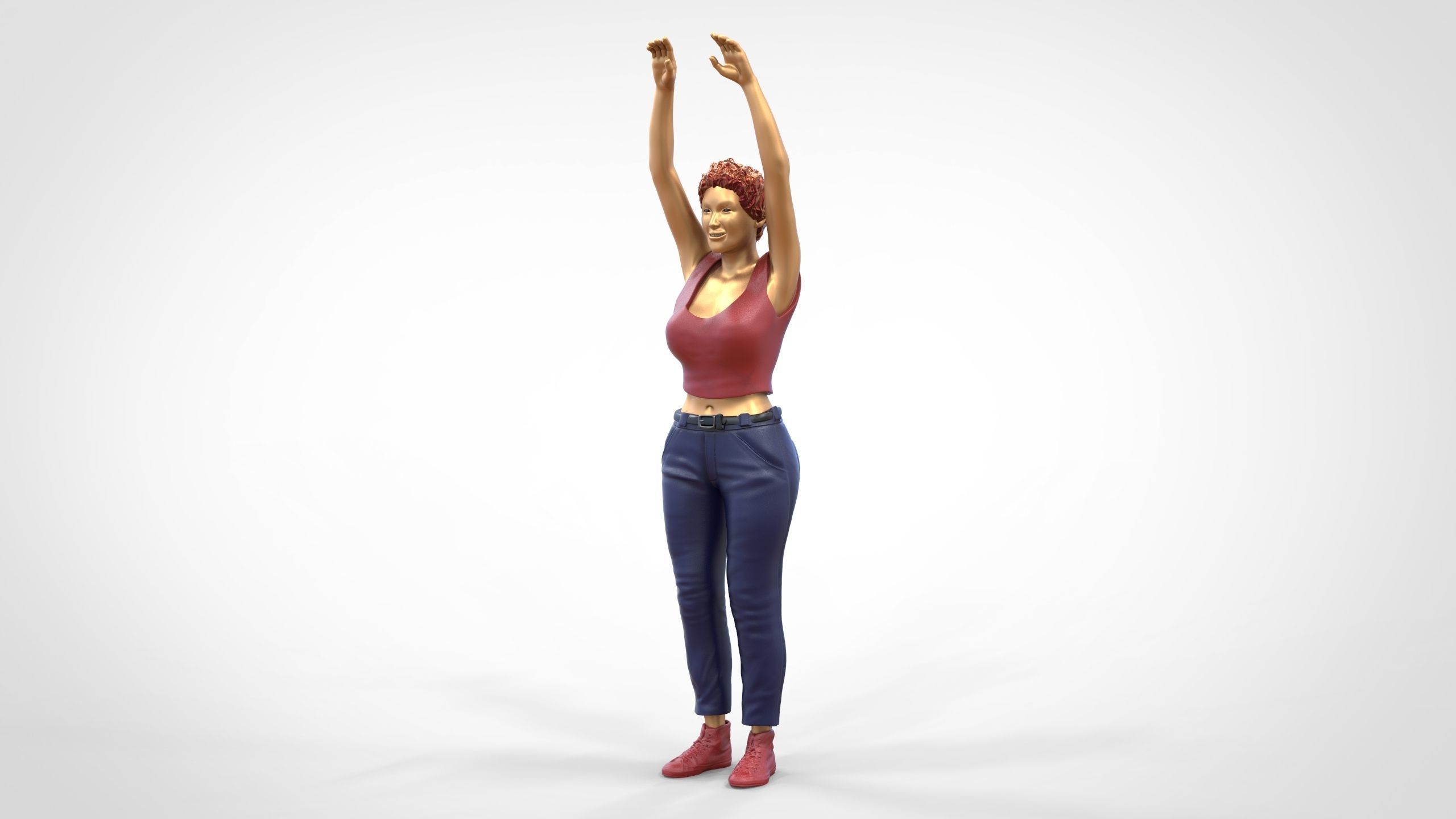 N8 Football fan spectator waving in stadium 3D print model_34