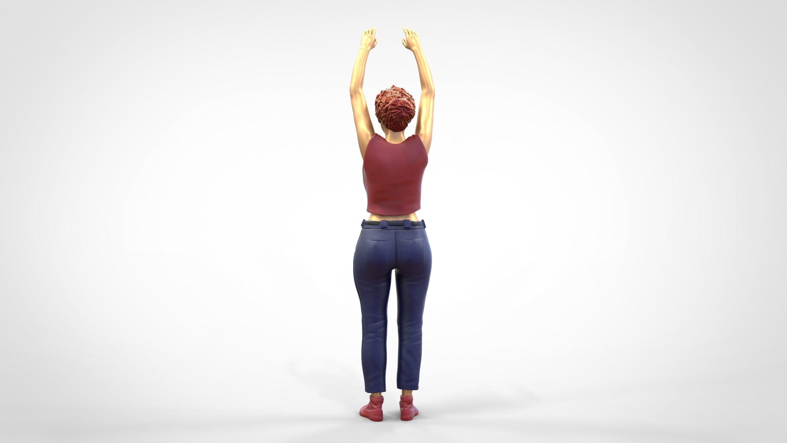 N8 Football fan spectator waving in stadium 3D print model_12