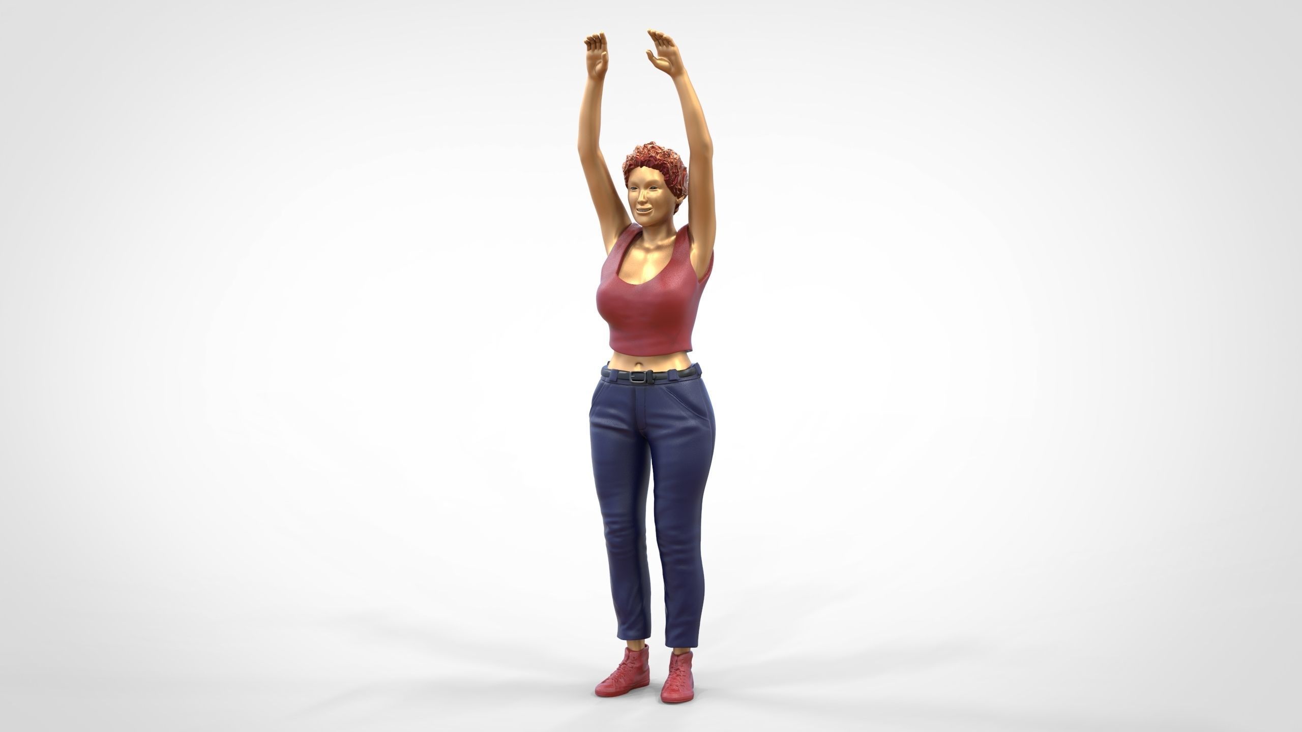 N8 Football fan spectator waving in stadium 3D print model_33