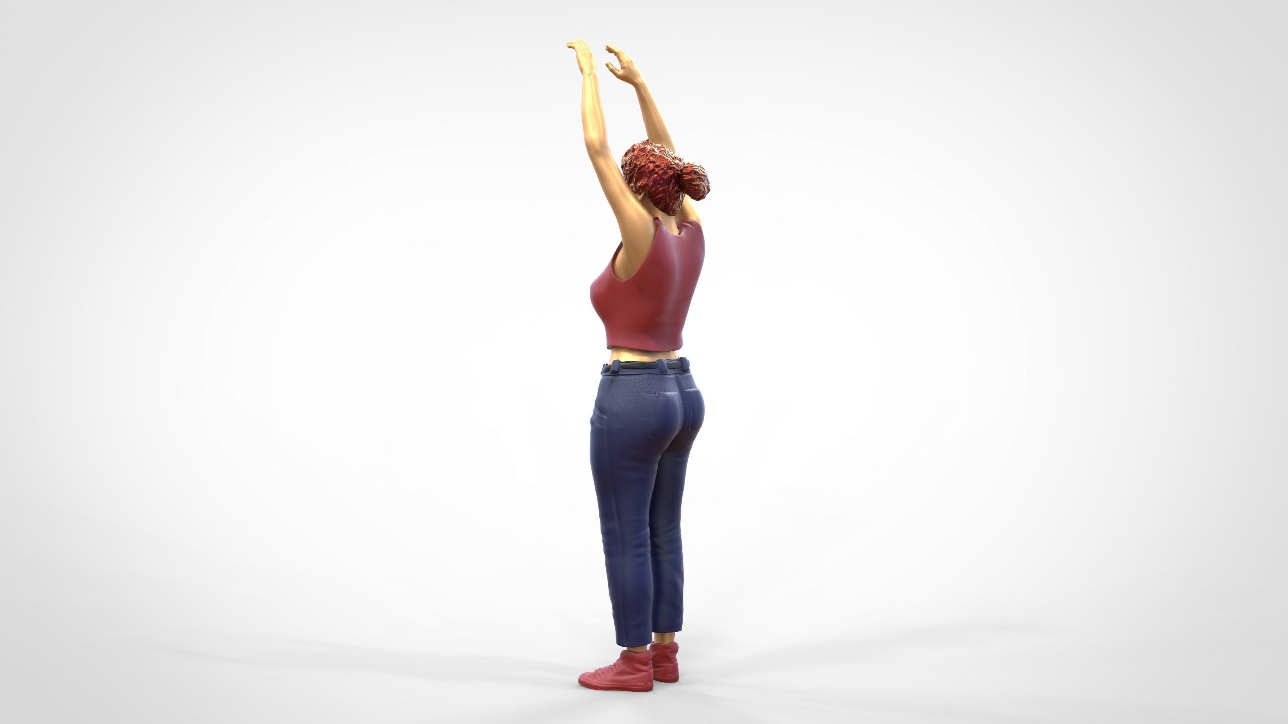 N8 Football fan spectator waving in stadium 3D print model_7