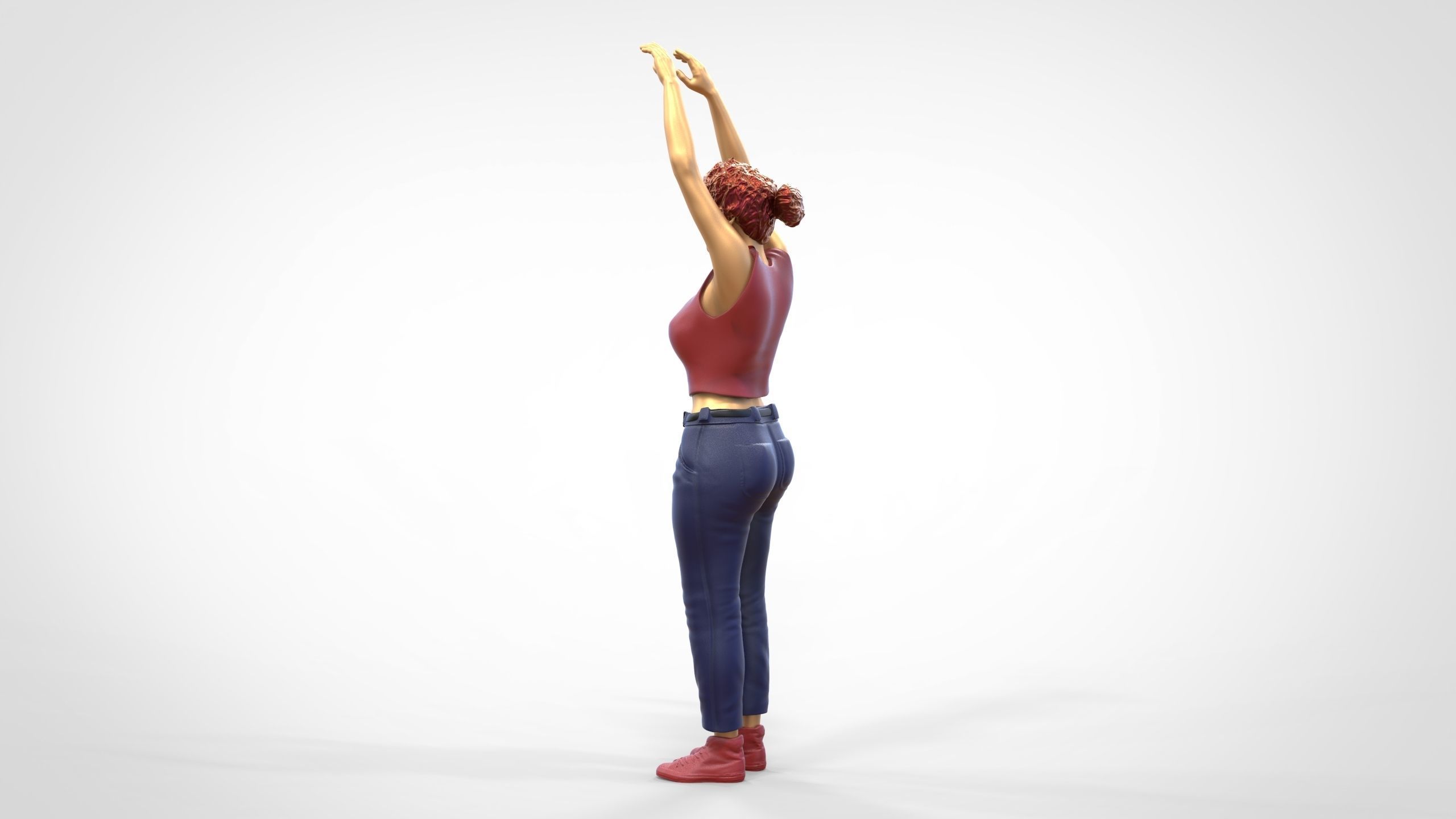 N8 Football fan spectator waving in stadium 3D print model_6