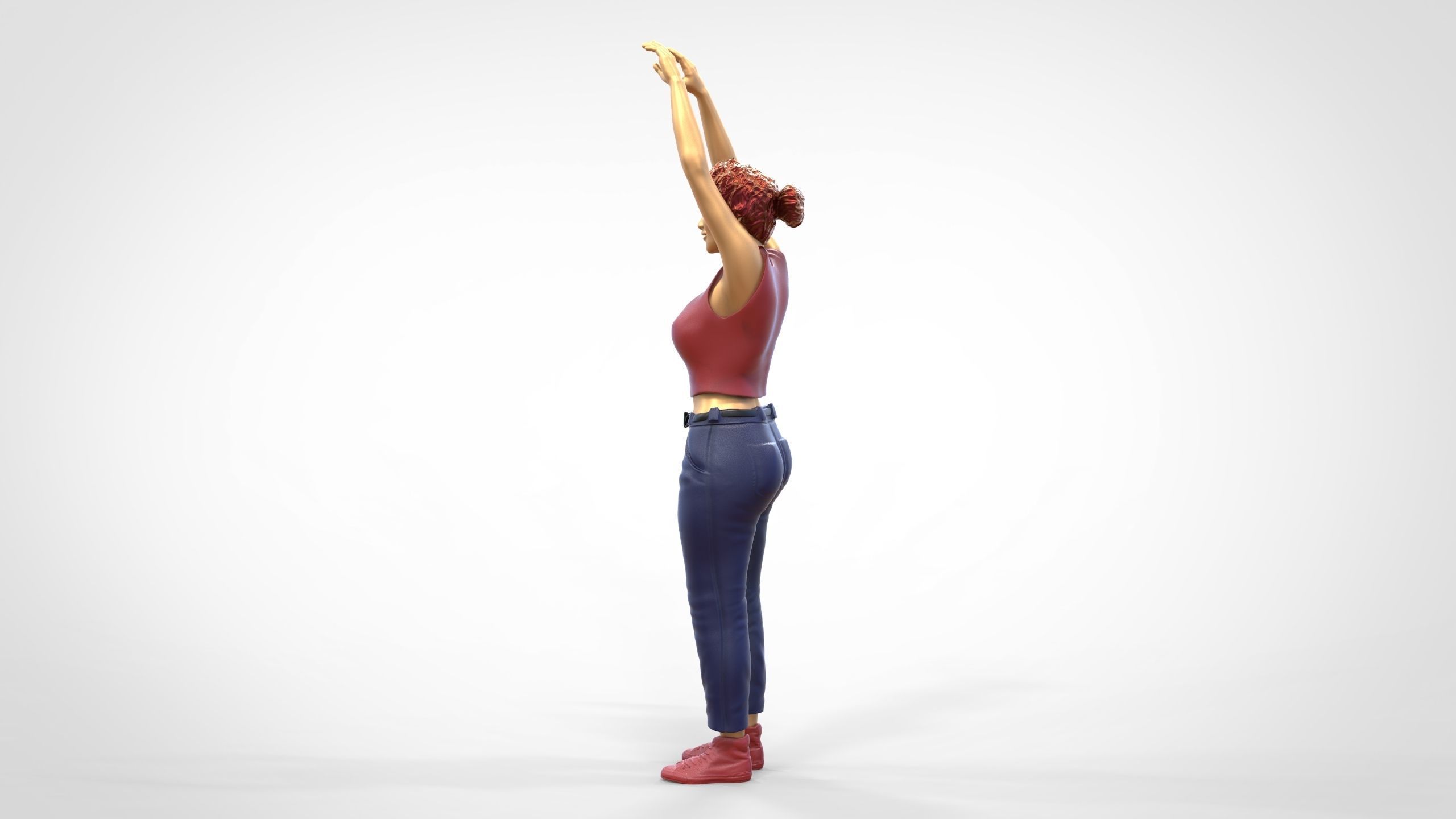 N8 Football fan spectator waving in stadium 3D print model_5