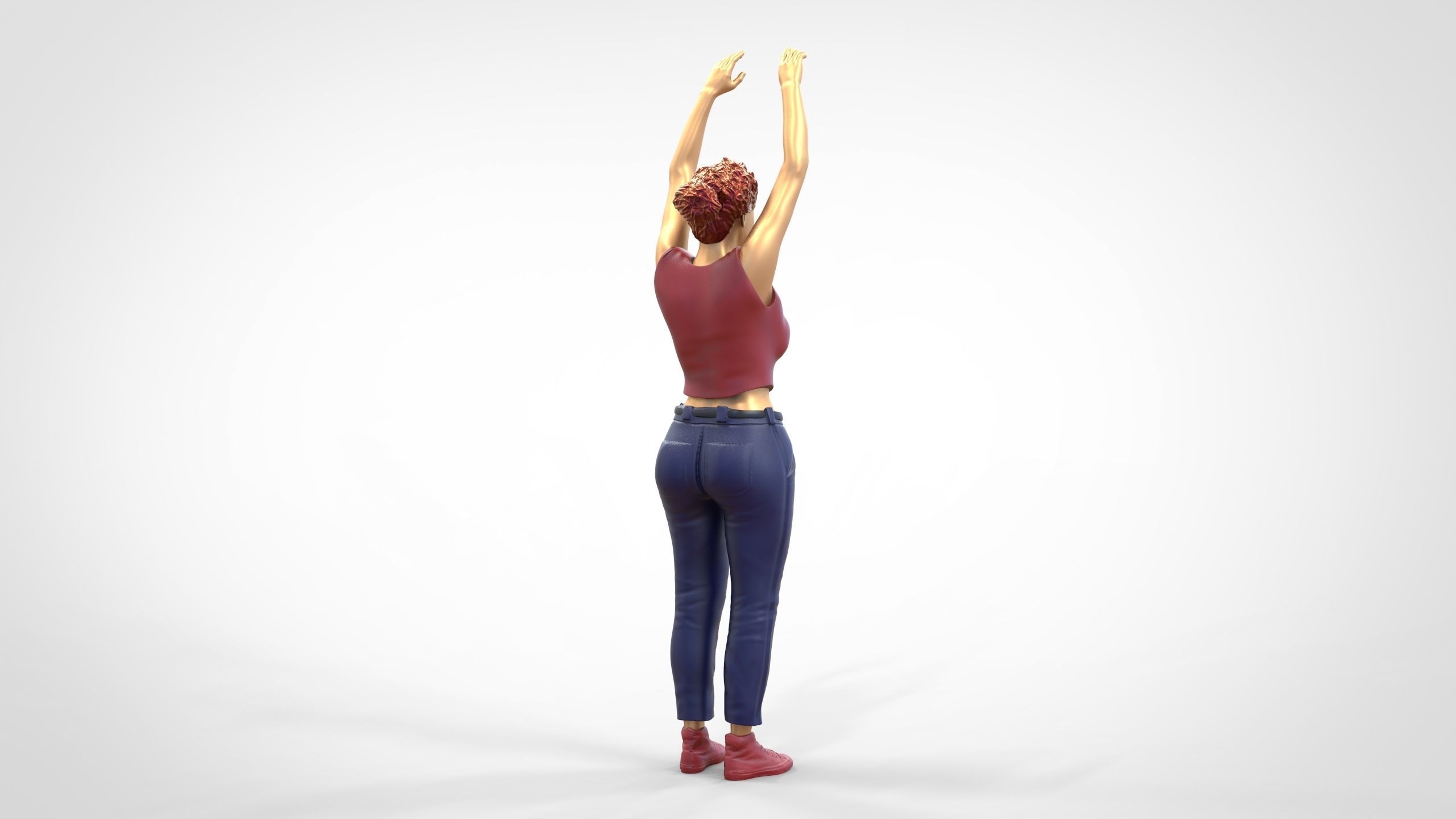 N8 Football fan spectator waving in stadium 3D print model_17