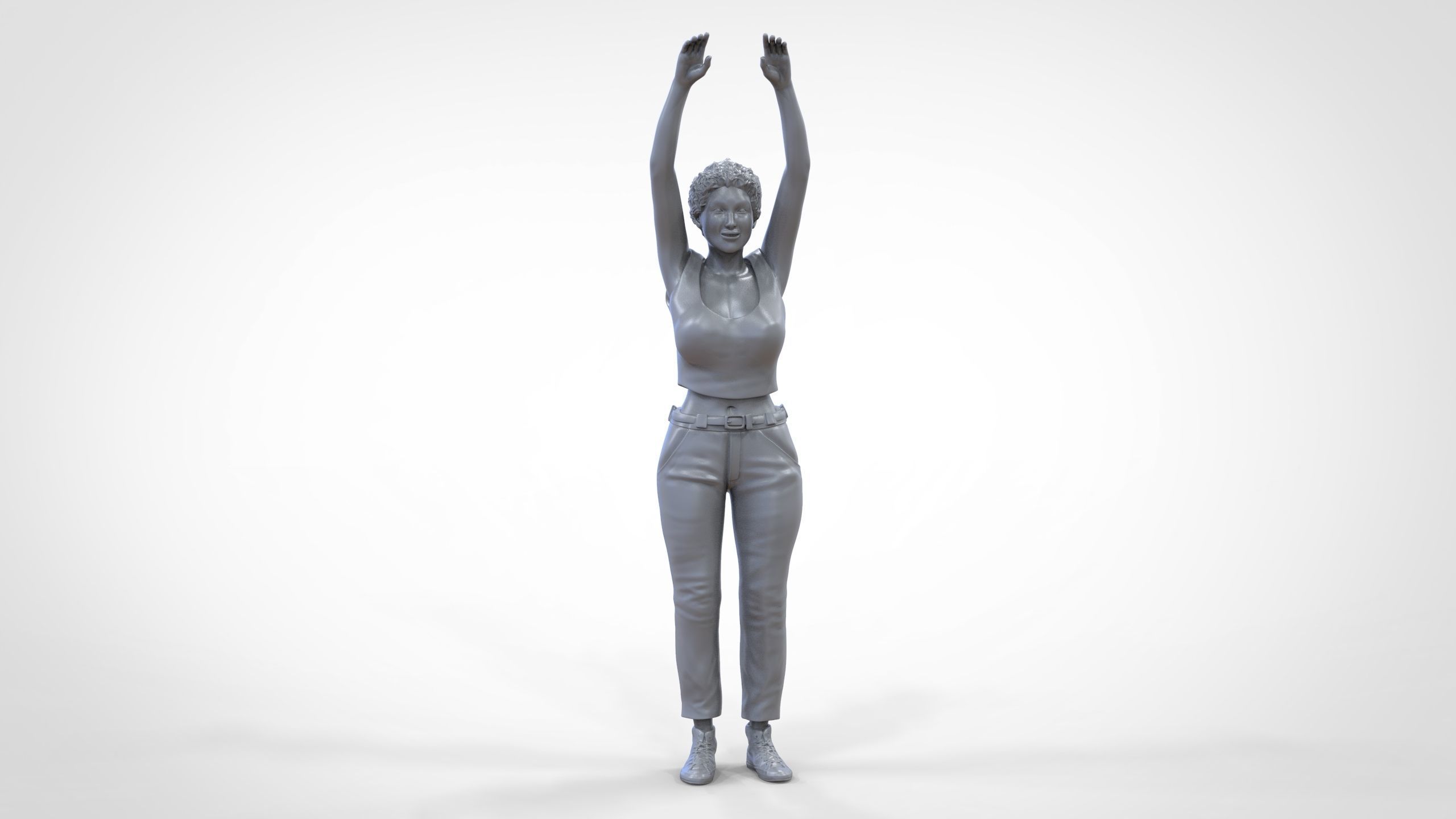 N8 Football fan spectator waving in stadium 3D print model_51
