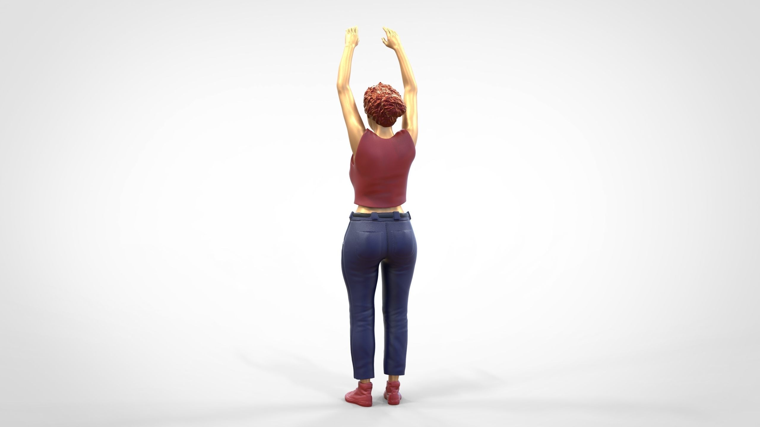 N8 Football fan spectator waving in stadium 3D print model_11