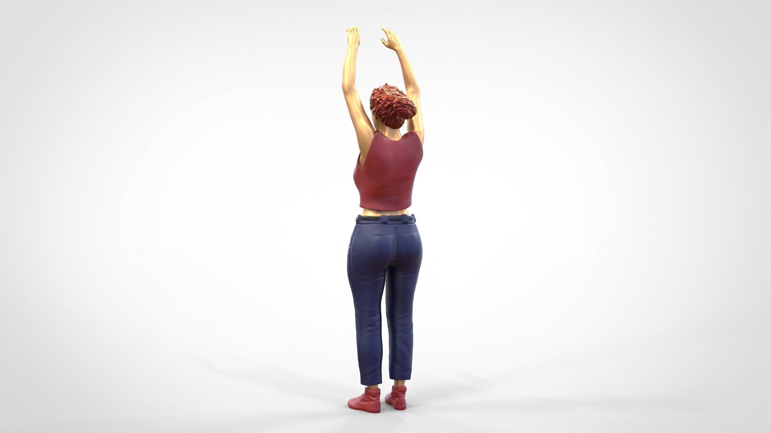 N8 Football fan spectator waving in stadium 3D print model_10