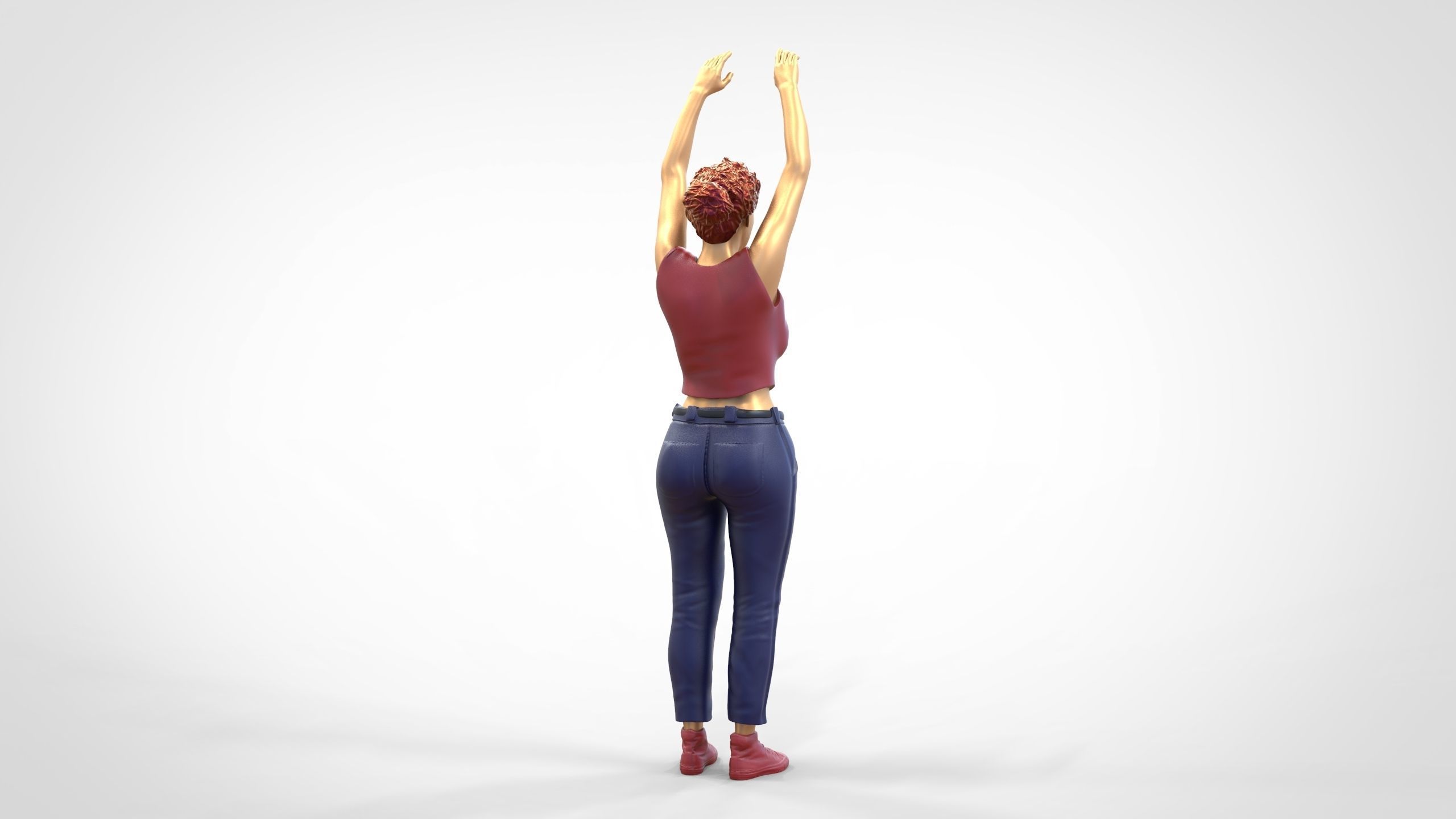 N8 Football fan spectator waving in stadium 3D print model_16