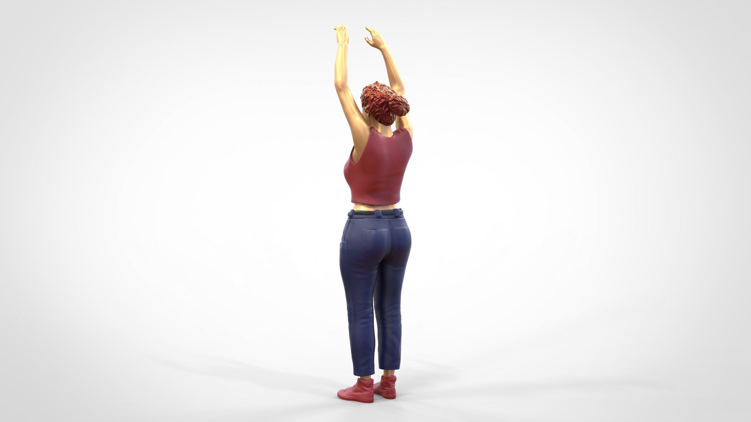 N8 Football fan spectator waving in stadium 3D print model_9