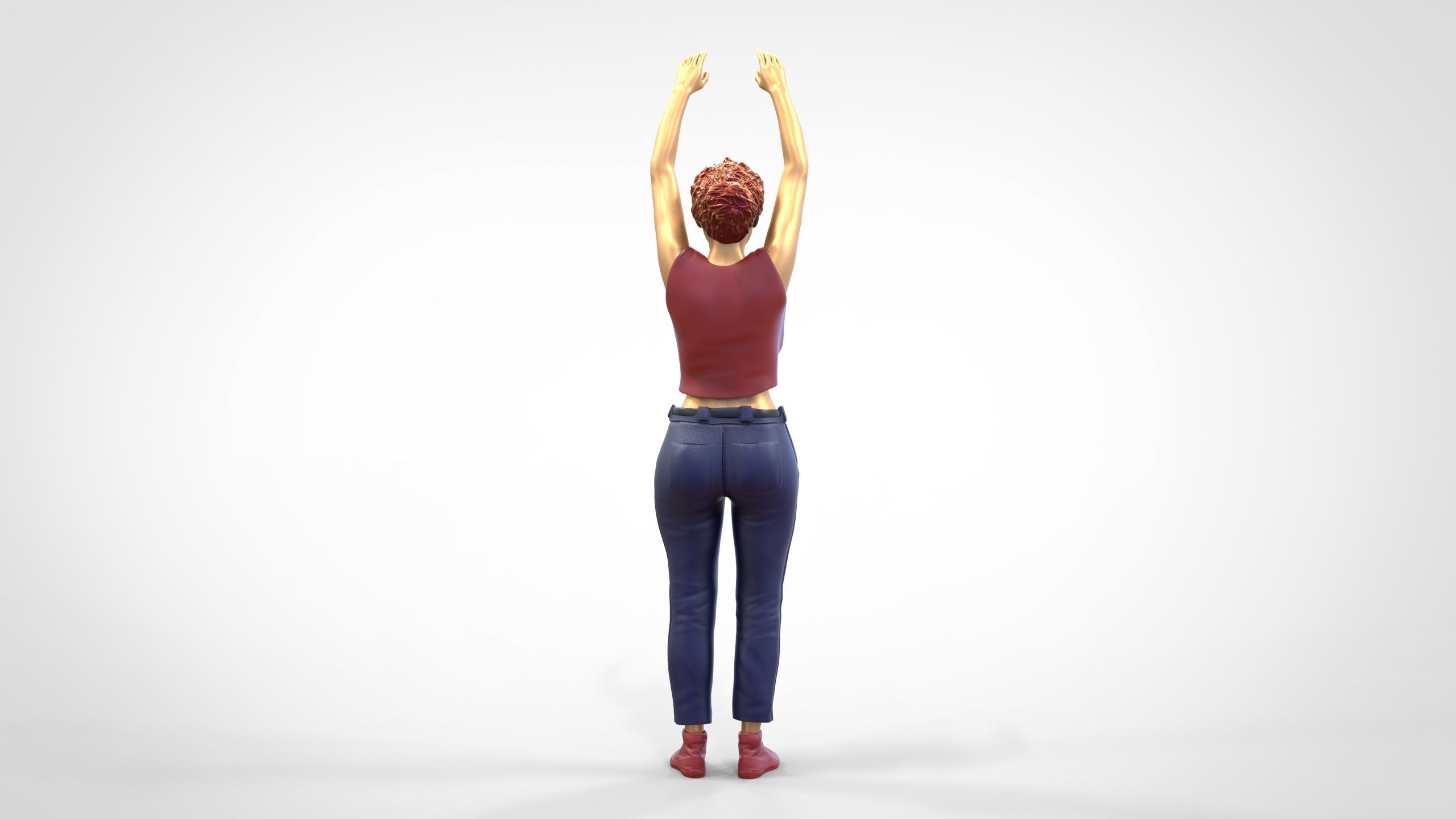 N8 Football fan spectator waving in stadium 3D print model_14