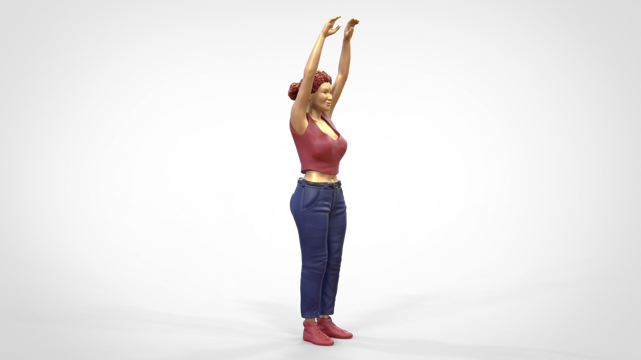 N8 Football fan spectator waving in stadium 3D print model_27