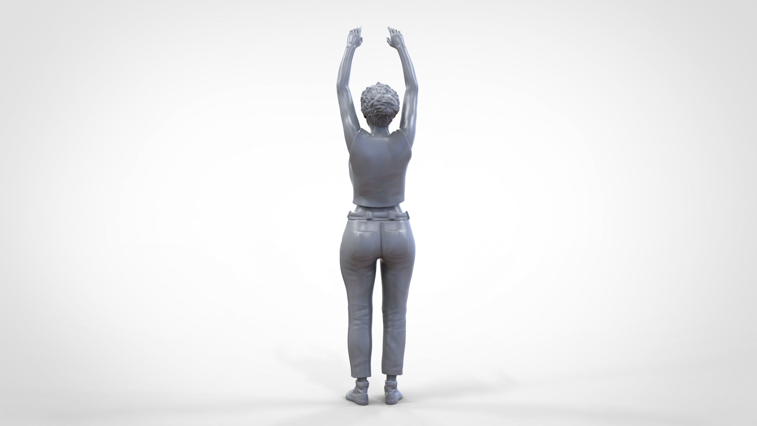 N8 Football fan spectator waving in stadium 3D print model_45