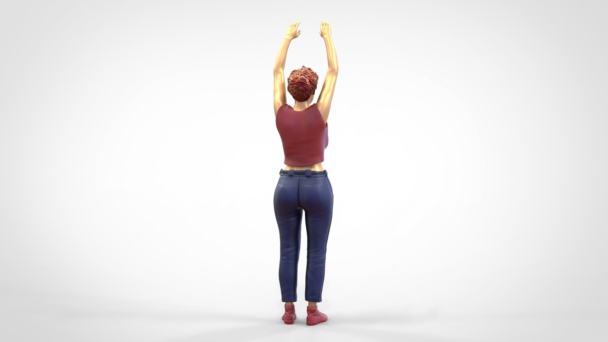 N8 Football fan spectator waving in stadium 3D print model_15