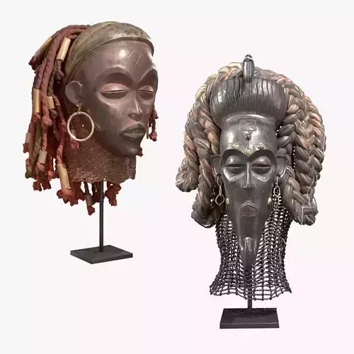 African Chokwe Masks Collection 3D model