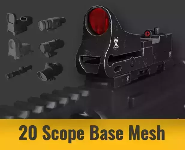 20 Gun Scope Base Mesh - Game Ready Low-poly 3D model