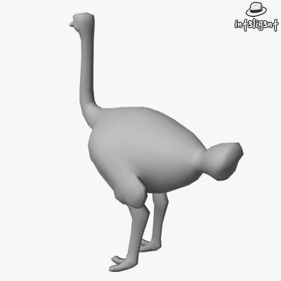 Low Poly Ostrich Low-poly 3D model_2