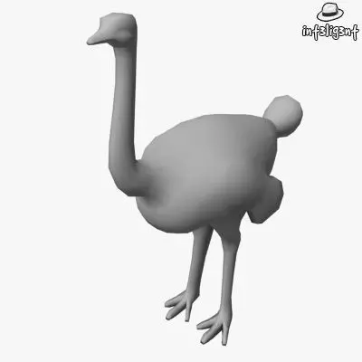 Low Poly Ostrich Low-poly 3D model_0