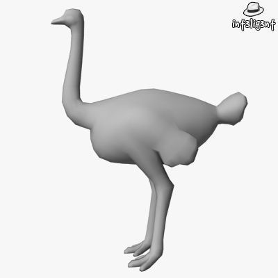 Low Poly Ostrich Low-poly 3D model_1